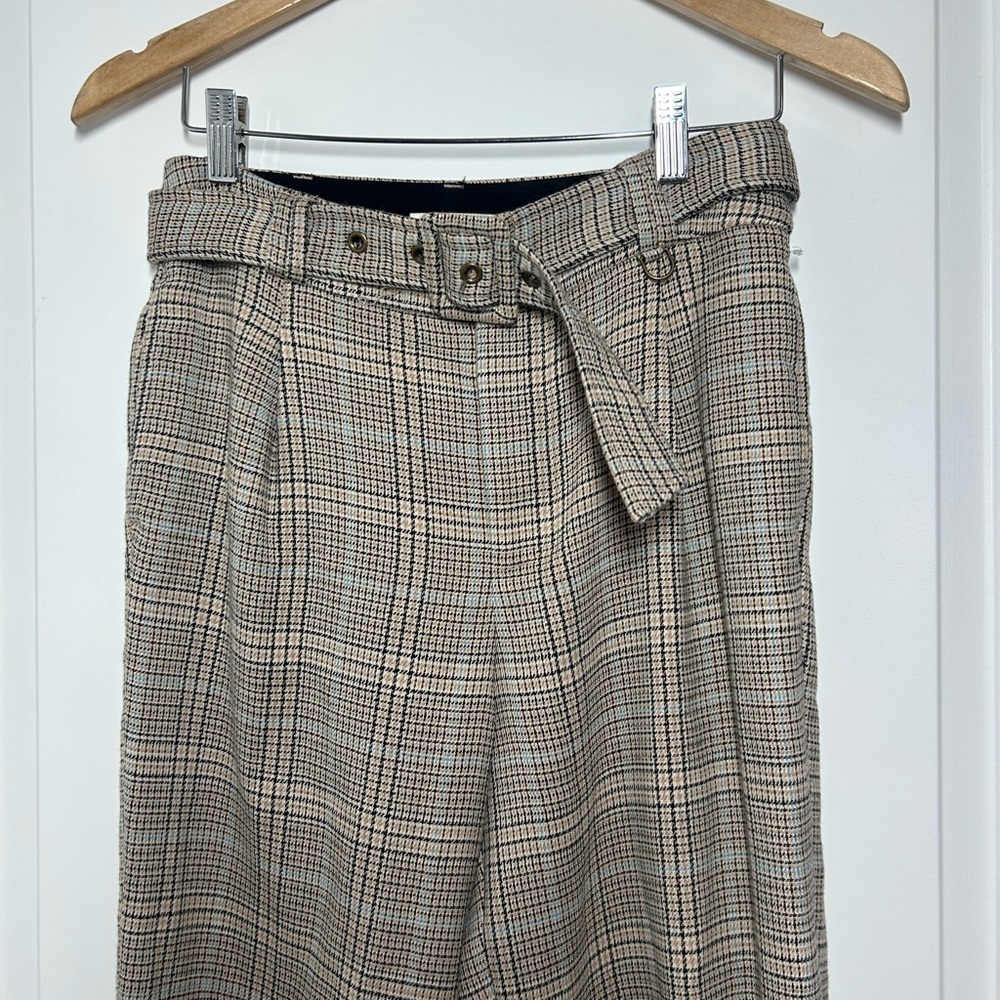 Anthropologie Maeve Boot Tuck Knit Plaid Trouser Pants with Belt size 4 preppy - Picture 6 of 15
